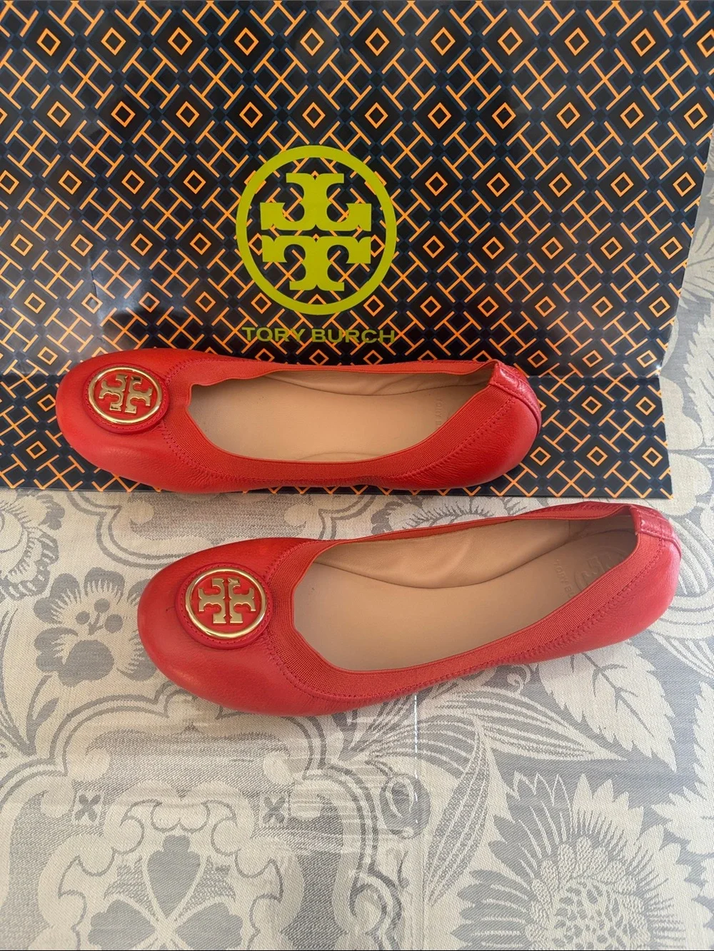 Tory Burch Sedgwick Orange Reva Flats